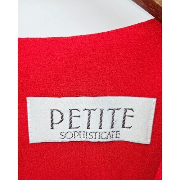 Petite Sophisticate Red Sheath Dress Knee Length Sleeveless Lined Sz M Layered - Picture 6 of 7